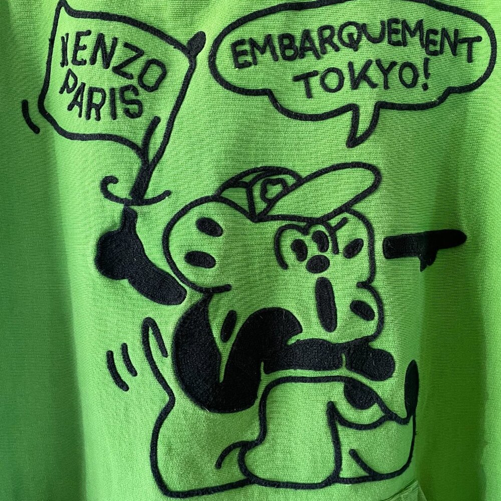Kenzo Paris Rare Let's go to Paris Hoodie Size M Green